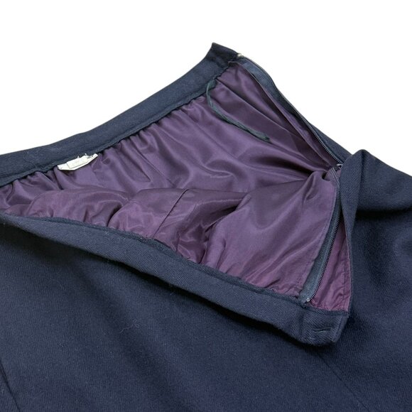 Women’s Vintage Skirt wool navy w/ purple lining 1990s - Picture 3 of 7